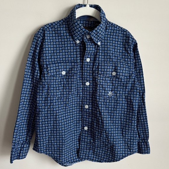 Roper Boys Long Sleeve Button Down Blue Western Shirt Size Small/6-7 - Picture 1 of 5